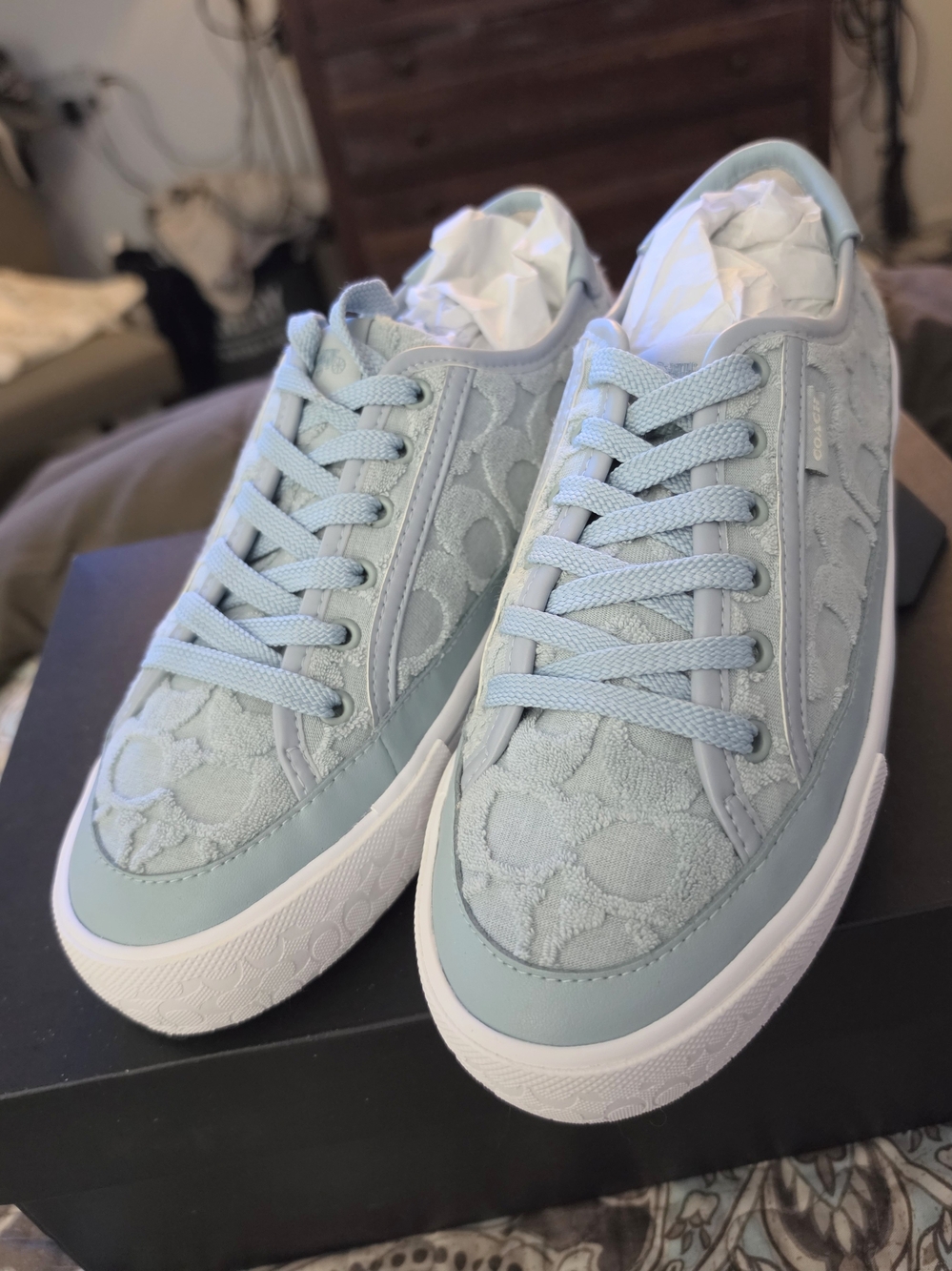 Coach Women's Light Blue Signature Lace-Up Sneakers